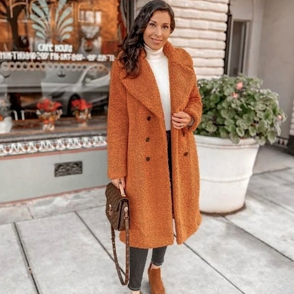 J CREW Double Breasted Teddy Sherpa Topcoat Coat Adobe Clay Brown NEW! - Picture 5 of 13